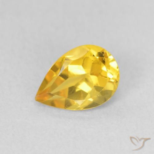 Citrine Orange Doré naturelle En forme de poire, 0.67 ct, VVS-VS