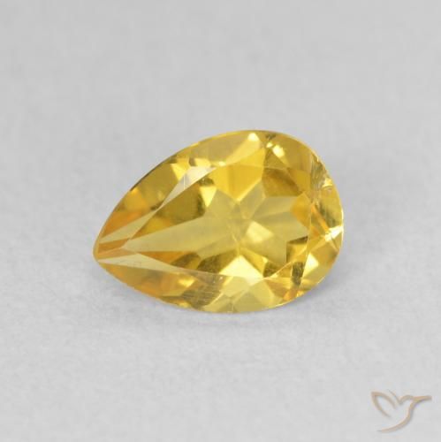 Citrine Orange Doré naturelle En forme de poire, 0.66 ct, VS
