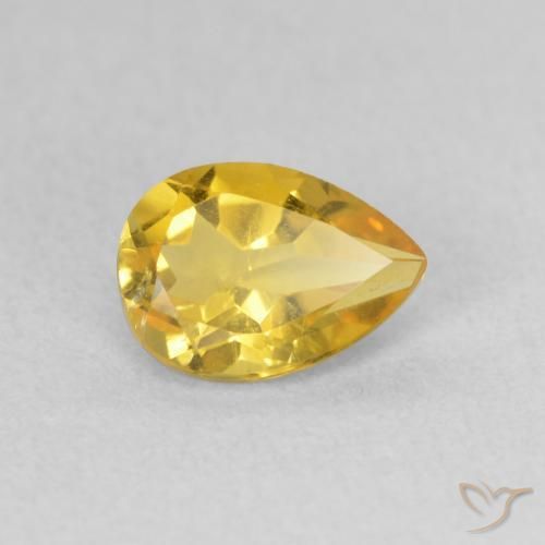 Citrine Orange Doré naturelle En forme de poire, 0.66 ct, VS