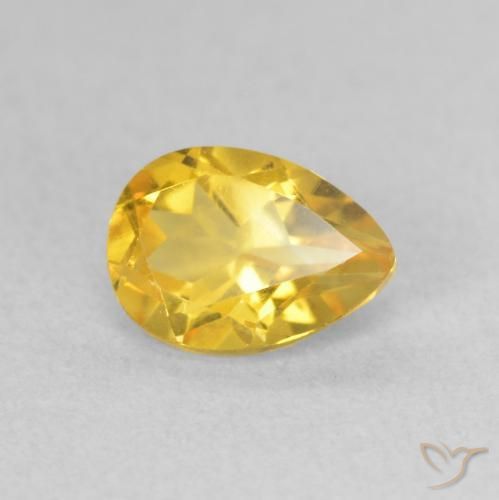 Citrine Orange Doré naturelle En forme de poire, 0.78 ct, VS