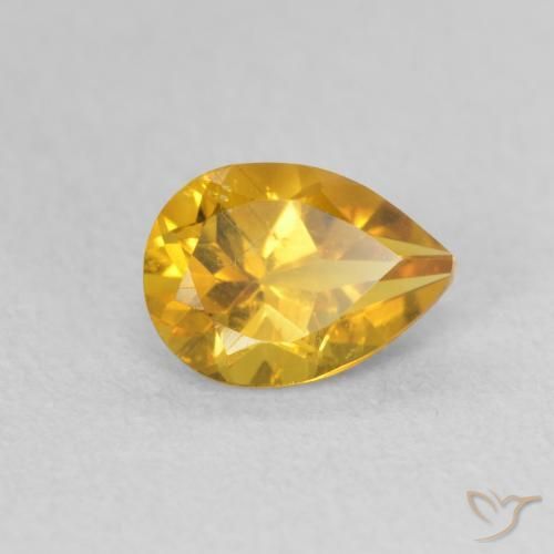 Citrine Orange Doré naturelle En forme de poire, 0.73 ct, VS