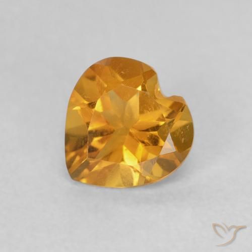 0.65ct Naturel Doré-orange foncé Citrine, Cœur, VVS