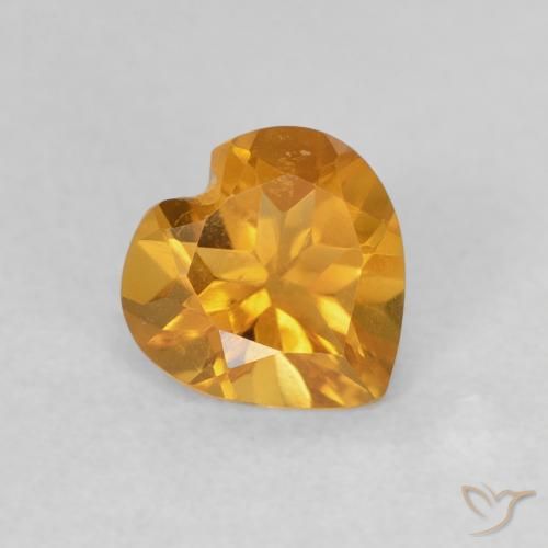 Citrine Doré-orange foncé naturelle Cœur, 0.65 ct, VVS