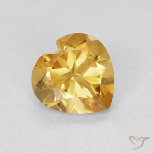 Citrine Orange doré profond naturelle Cœur, 0.71 ct, VVS