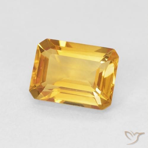 Citrine Medium Light Orange-Gold naturelle Octogone / coupe Émeraude, 1.59 ct, VVS