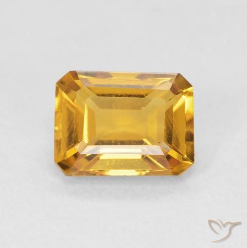 1.58ct Naturel Medium Light Orange-Gold Citrine, Taille émeraude, VVS