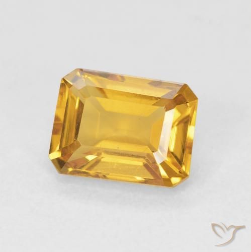 Citrine Medium Light Orange-Gold naturelle Octogone / coupe Émeraude, 1.58 ct, VVS