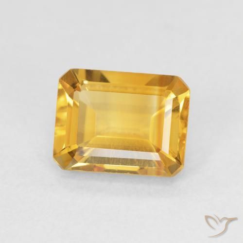 Citrine Medium Light Orange-Gold naturelle Octogone / coupe Émeraude, 1.64 ct, VVS