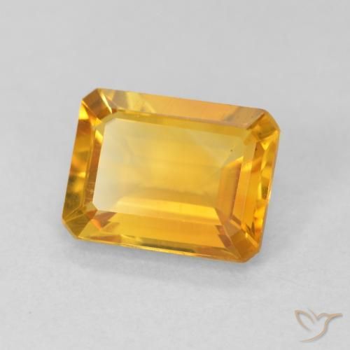 Citrine Orange Doré naturelle Octogone / coupe Émeraude, 1.40 ct, VVS-VS
