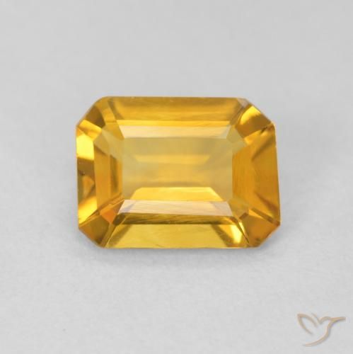1.13ct Naturel Medium Light Orange-Gold Citrine, Taille émeraude, VVS-VS