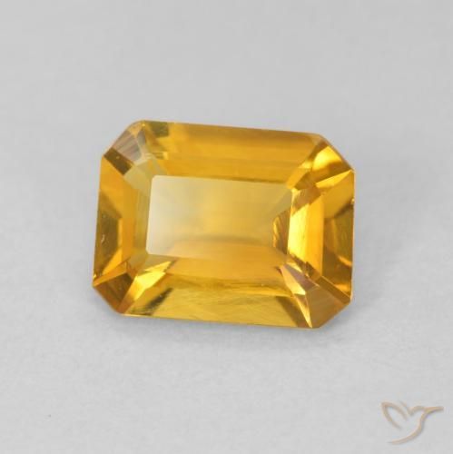Citrine Medium Light Orange-Gold naturelle Octogone / coupe Émeraude, 1.13 ct, VVS-VS