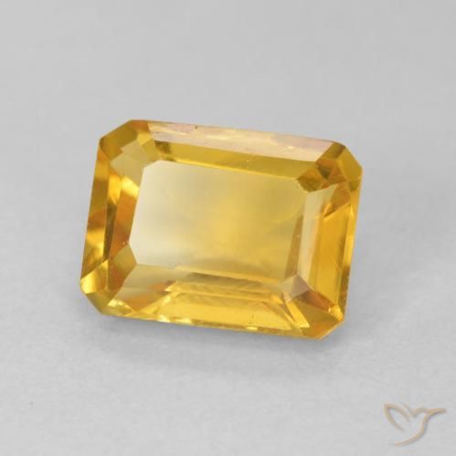 Citrine Medium Light Orange-Gold naturelle Octogone / coupe Émeraude, 1.62 ct, VVS-VS