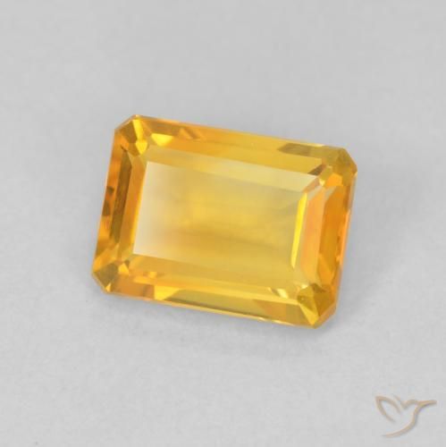 Citrine Medium Light Orange-Gold naturelle Octogone / coupe Émeraude, 1.26 ct, VVS-VS