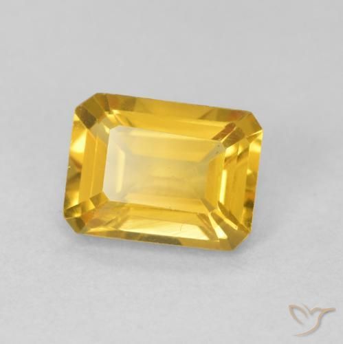 Citrine Doré naturelle Octogone / coupe Émeraude, 1.29 ct, VVS-VS