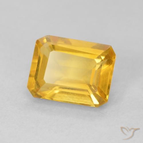 Citrine Doré vif naturelle Octogone / coupe Émeraude, 1.64 ct, VVS-VS