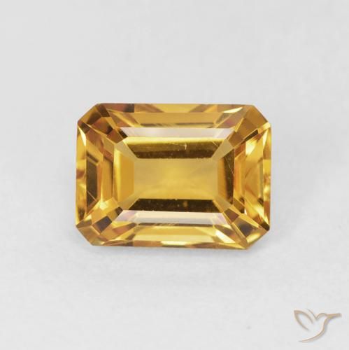 1.52ct Naturel Or-orange moyen Citrine, Taille émeraude, VVS-VS