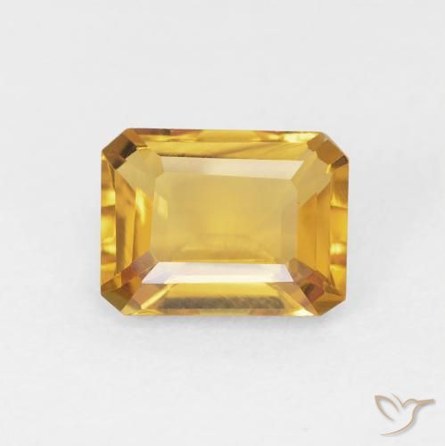 1.44ct Naturel Medium Light Orange-Gold Citrine, Taille émeraude, VVS-VS