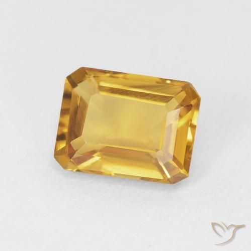 Citrine Medium Light Orange-Gold naturelle Octogone / coupe Émeraude, 1.44 ct, VVS-VS