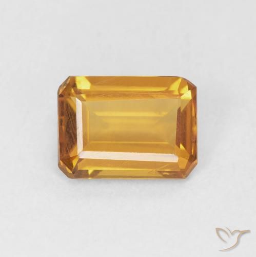 1.18ct Naturel Orange-or Citrine, Taille émeraude, VS