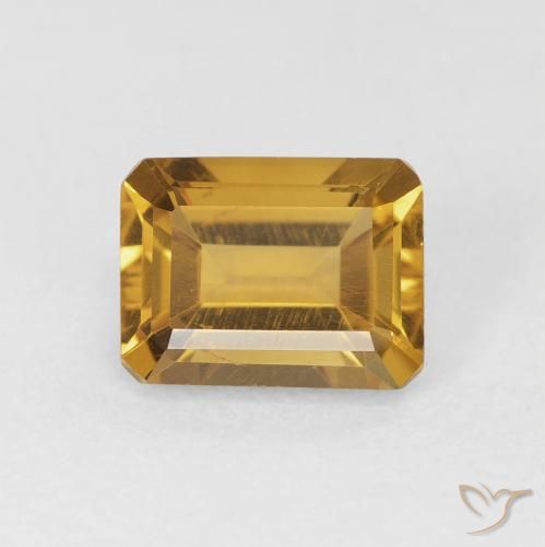 1.54ct Naturel Doré profond Citrine, Taille émeraude, VS