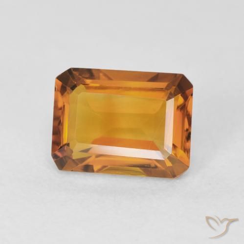 Citrine Or orange foncé naturelle Octogone / coupe Émeraude, 1.68 ct, VVS