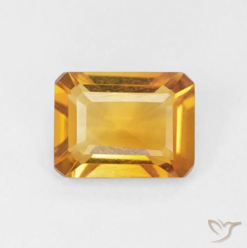 1.32ct Naturel Or-orange moyen Citrine, Taille émeraude, VVS