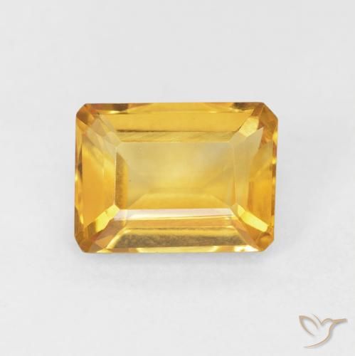 1.55ct Naturel Orange Doré Citrine, Taille émeraude, VVS