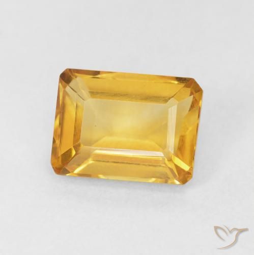 Citrine Orange Doré naturelle Octogone / coupe Émeraude, 1.55 ct, VVS