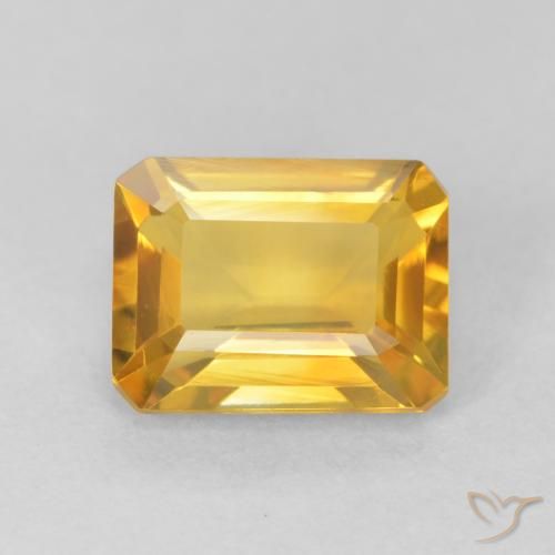 1.51ct Naturel Doré vif Citrine, Taille émeraude, VVS