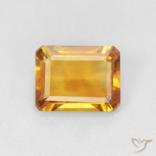 1.23ct Naturel Medium Light Orange-Gold Citrine, Taille émeraude, VVS-VS