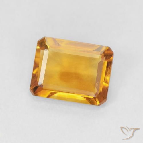 Citrine Medium Light Orange-Gold naturelle Octogone / coupe Émeraude, 1.23 ct, VVS-VS