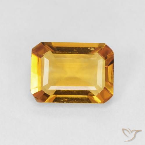 1.23ct Naturel Medium Light Orange-Gold Citrine, Taille émeraude, VVS-VS
