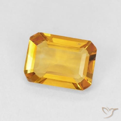 Citrine Medium Light Orange-Gold naturelle Octogone / coupe Émeraude, 1.23 ct, VVS-VS