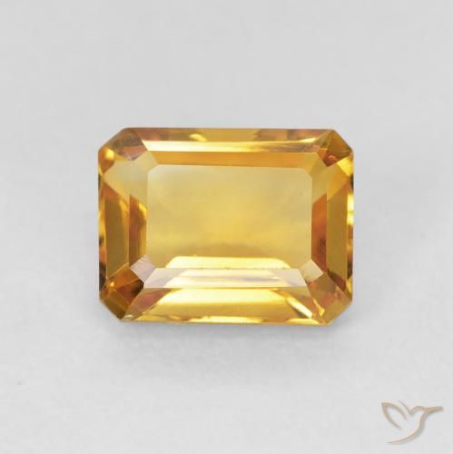 1.62ct Naturel Medium Light-Golden Citrine, Taille émeraude, VVS-VS