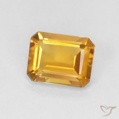 Citrine Medium Light Orange-Gold naturelle Octogone / coupe Émeraude, 1.29 ct, VVS-VS
