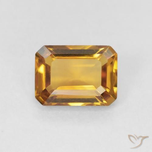 1.39ct Naturel Medium Light-Golden Citrine, Taille émeraude, VVS-VS