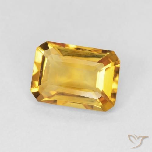 Citrine Doré naturelle Octogone / coupe Émeraude, 1.27 ct, VVS-VS