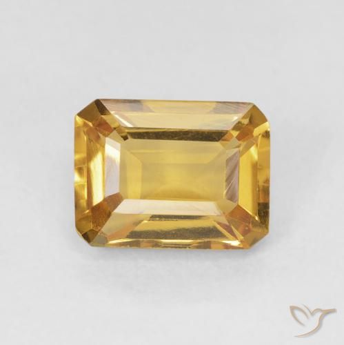1.57ct Naturel Doré Citrine, Taille émeraude, VS