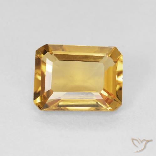 1.42ct Naturel Doré Citrine, Taille émeraude, VS