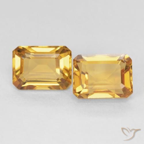 3.63ctw Naturel Orange Doré Citrine, Taille émeraude, VVS-VS