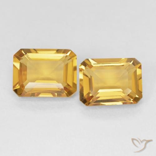2.95ctw Naturel Orange Doré Citrine, Taille émeraude, VVS-VS