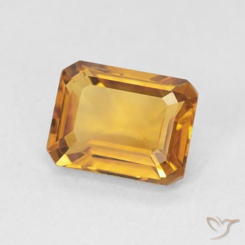 Citrine Orange Doré naturelle Octogone / coupe Émeraude, 1.52 ct, VVS