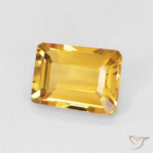 Citrine Orange Doré naturelle Octogone / coupe Émeraude, 1.32 ct, VVS