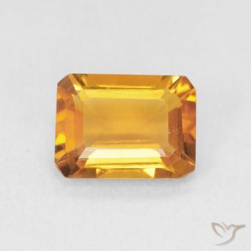 1.26ct Naturel Doré moyen Citrine, Taille émeraude, VVS