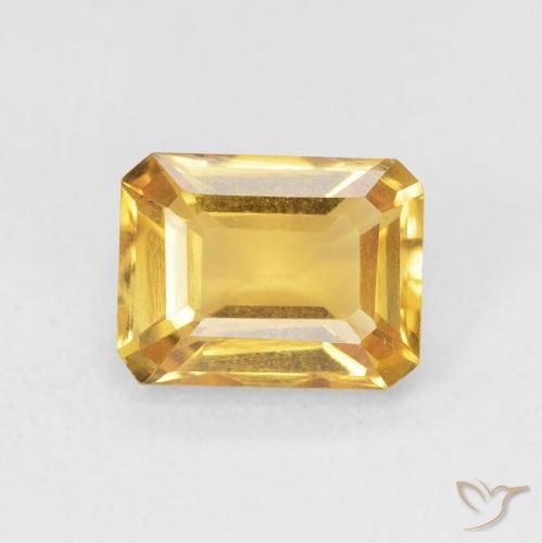 1.57ct Naturel Orange Doré Citrine, Taille émeraude, VVS