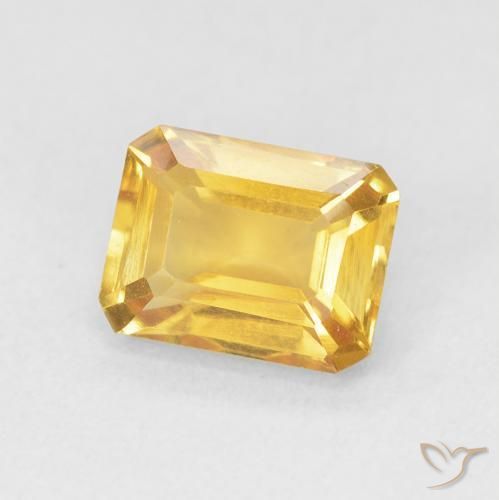 Citrine Orange Doré naturelle Octogone / coupe Émeraude, 1.57 ct, VVS