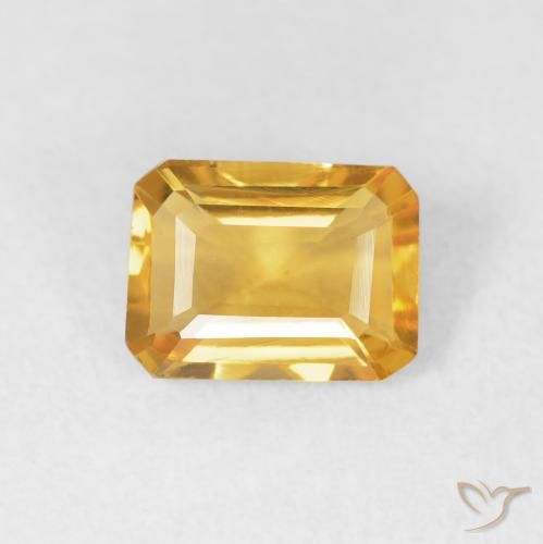 1.18ct Naturel Doré vif Citrine, Taille émeraude, VVS