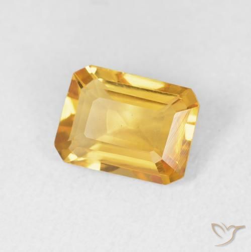 Citrine Doré vif naturelle Octogone / coupe Émeraude, 1.18 ct, VVS