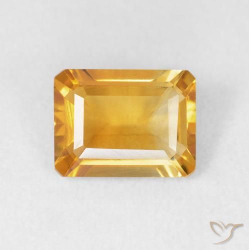 1.51ct Naturel Orange Doré Citrine, Taille émeraude, VVS-VS