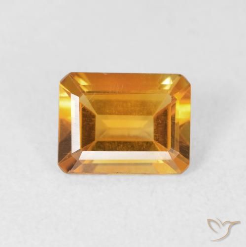 1.23ct Naturel Doré-orange foncé Citrine, Taille émeraude, VVS-VS